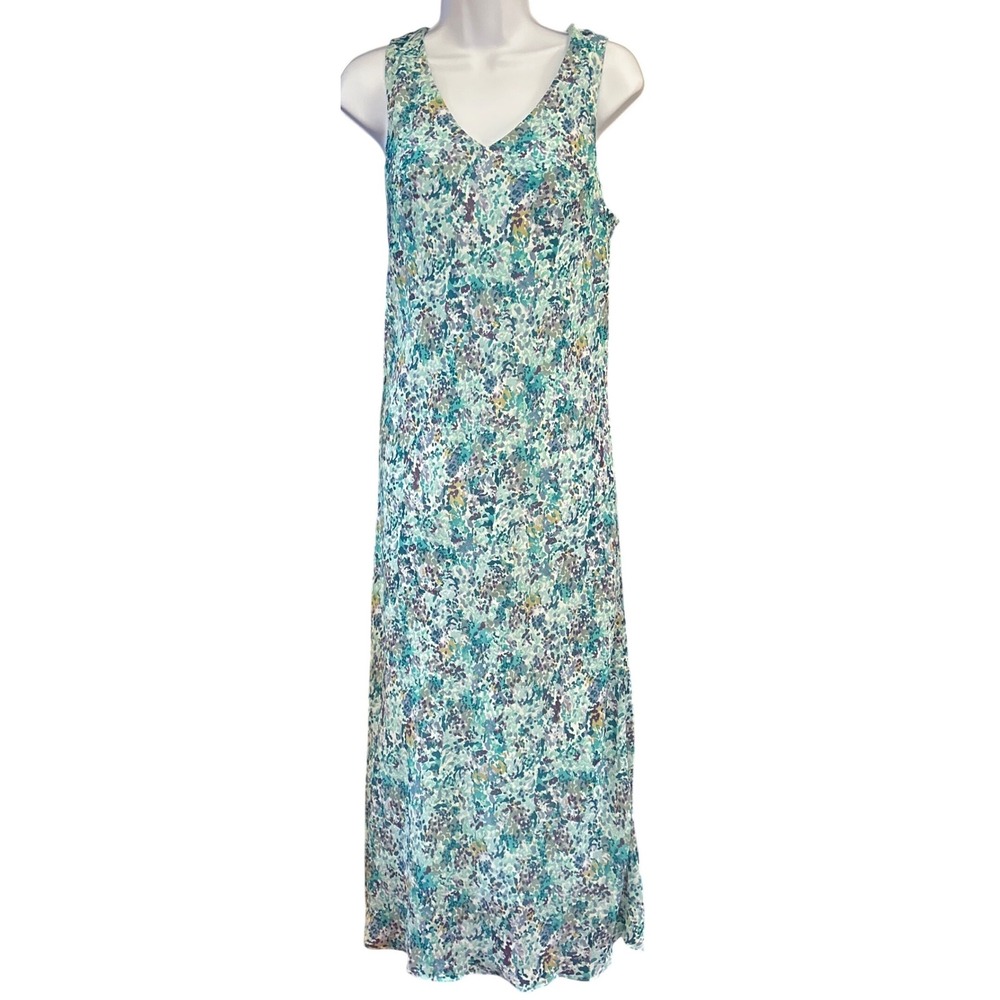 Vintage Studio I Floral Maxi Dress Cottagecore Garden Party Teal Purple Size 14
